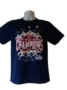 Boston Red Sox 2013 champion boy's navy blue short-sleeve graphic t-shirt size L